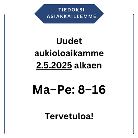 Uudistuneet aukioloajat (Pohjois-Suomen SÄhkö)